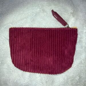 Ipsy Burgundy and Yellow Corduroy Makeup Bag